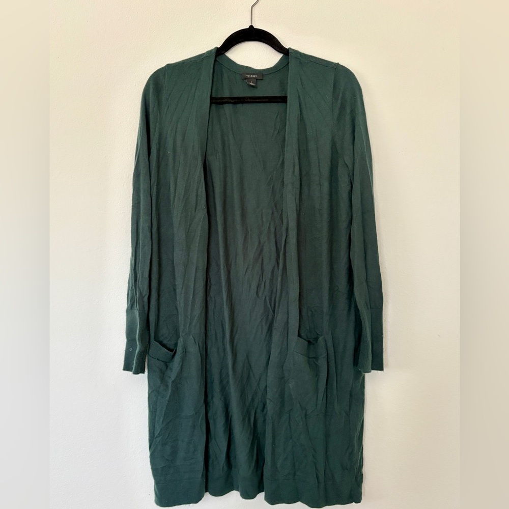 Halogen Nordstrom Dark Ponderosa Green Cardigan Duster Cashmere Blend - Picture 2 of 5
